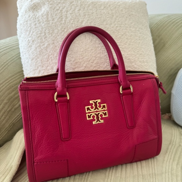 Tory Burch Britten Small Leather Satchel Bag- Raspberry - Used - Picture 3 of 3